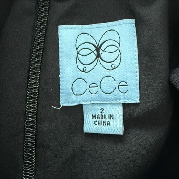 CECE Chic Neck Bow Tie Short Sleeve Flounce LBD Dress 2 US Nordstrom New - Picture 6 of 6